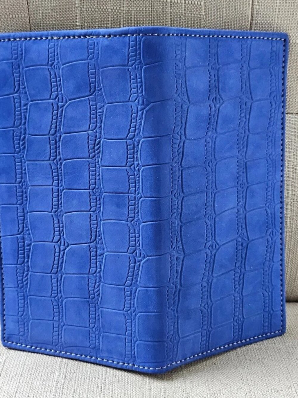 Long Wallet Cardholder Blue Genuine Leather Billfold Clutch Purse Handma - Picture 9 of 12